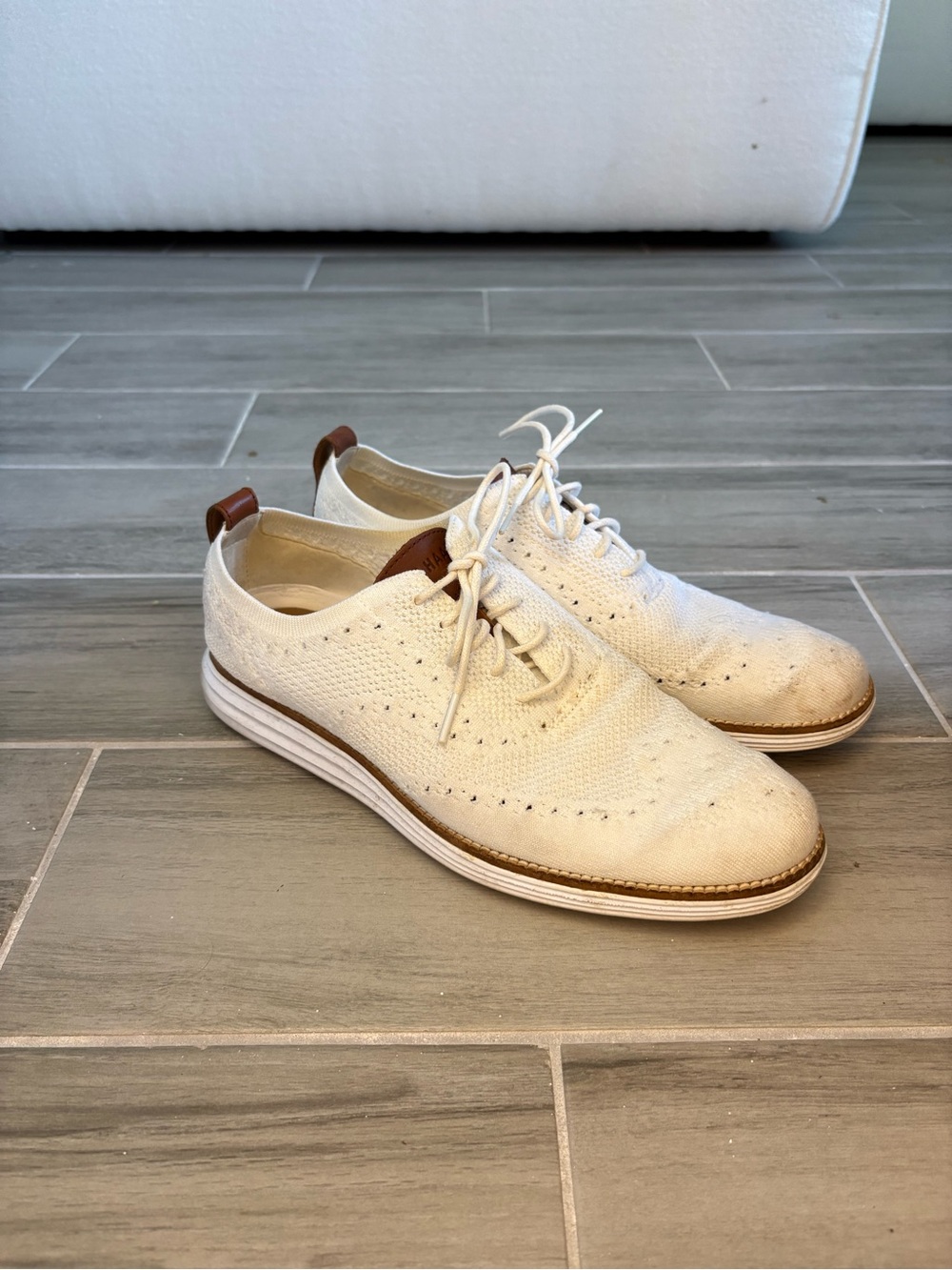 Cole Haan White Stitchlite Knit Oxfords Men's 9